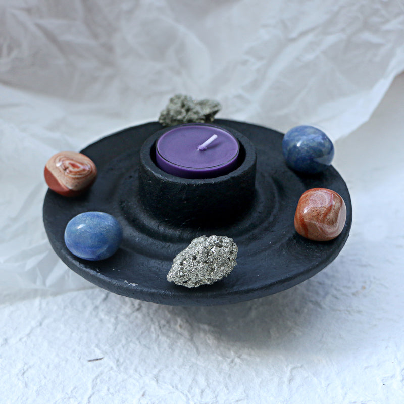Crystal Grid Intention Candle - Healing Crystwinity