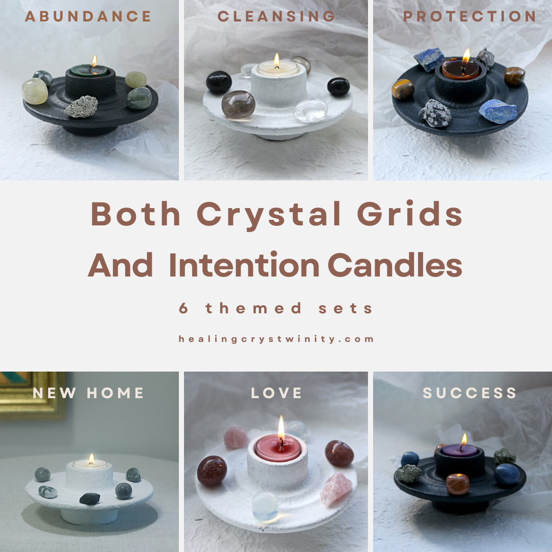 Crystal Grid Intention Candle - Healing Crystwinity