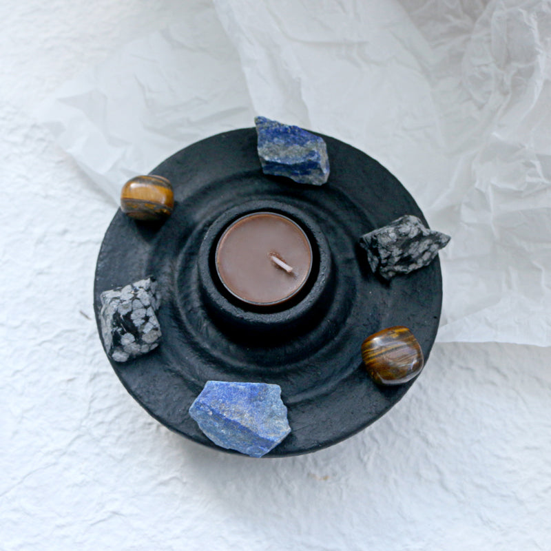 Protection Crystal Grid Intention Candle - Healing Crystwinity