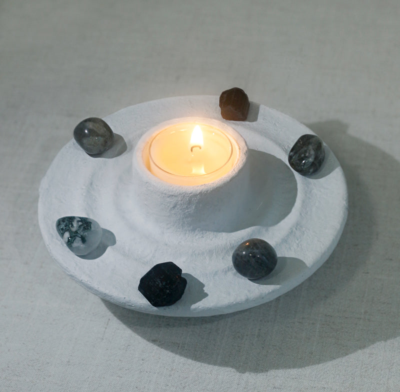 Crystal Grid Intention Candle - Healing Crystwinity