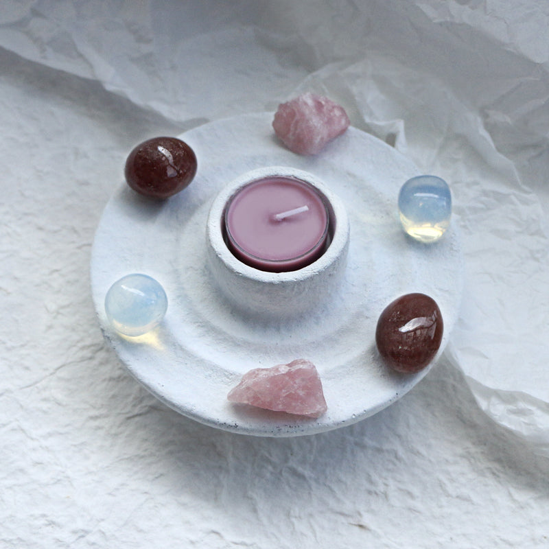 Crystal Grid Intention Candle - Healing Crystwinity