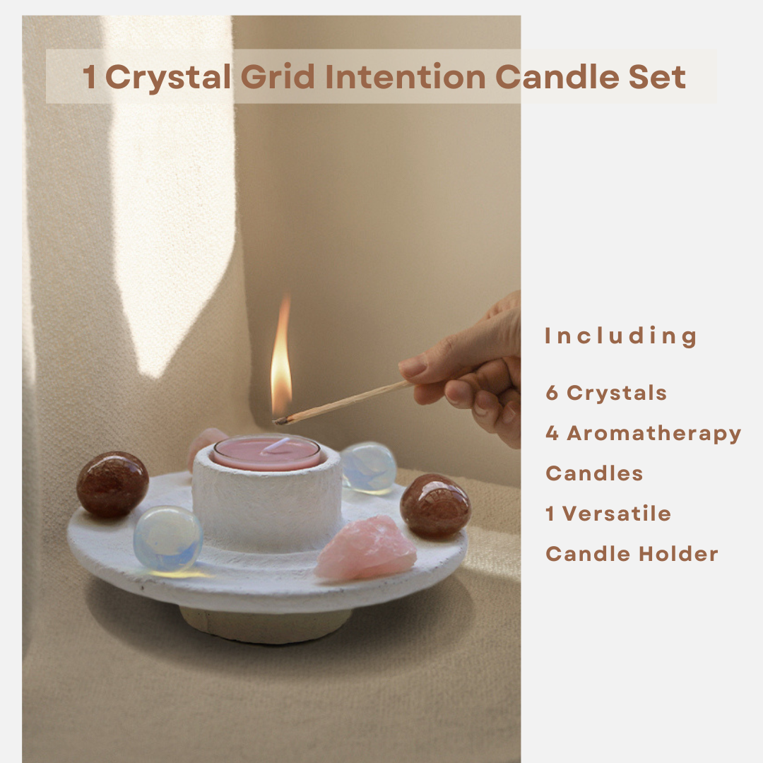 Crystal Grid Intention Candle - Healing Crystwinity