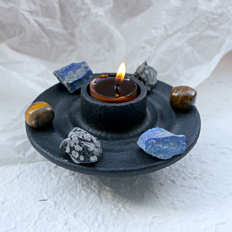 Protection Crystal Grid Intention Candle - Healing Crystwinity