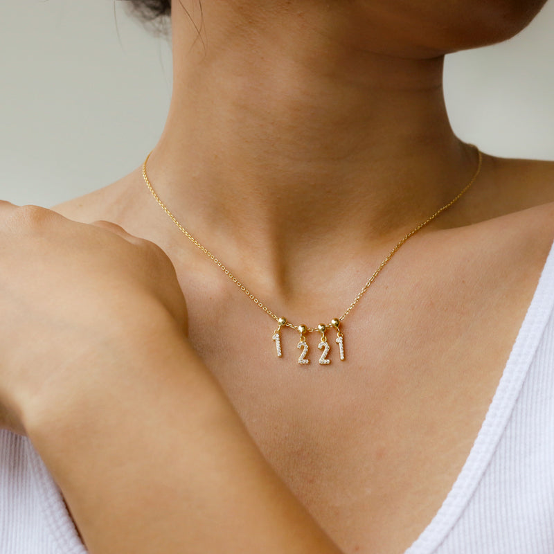 Customizable Angel Number Necklace Silver 925 - Healing Crystwinity