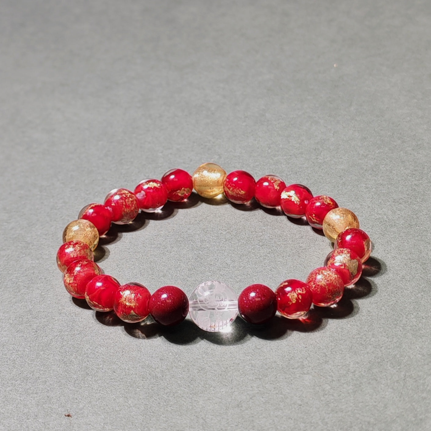 2026 Tai Sui Bracelet — Incense Glass & Cinnabar with Golden Light Mantra - Healing Crystwinity