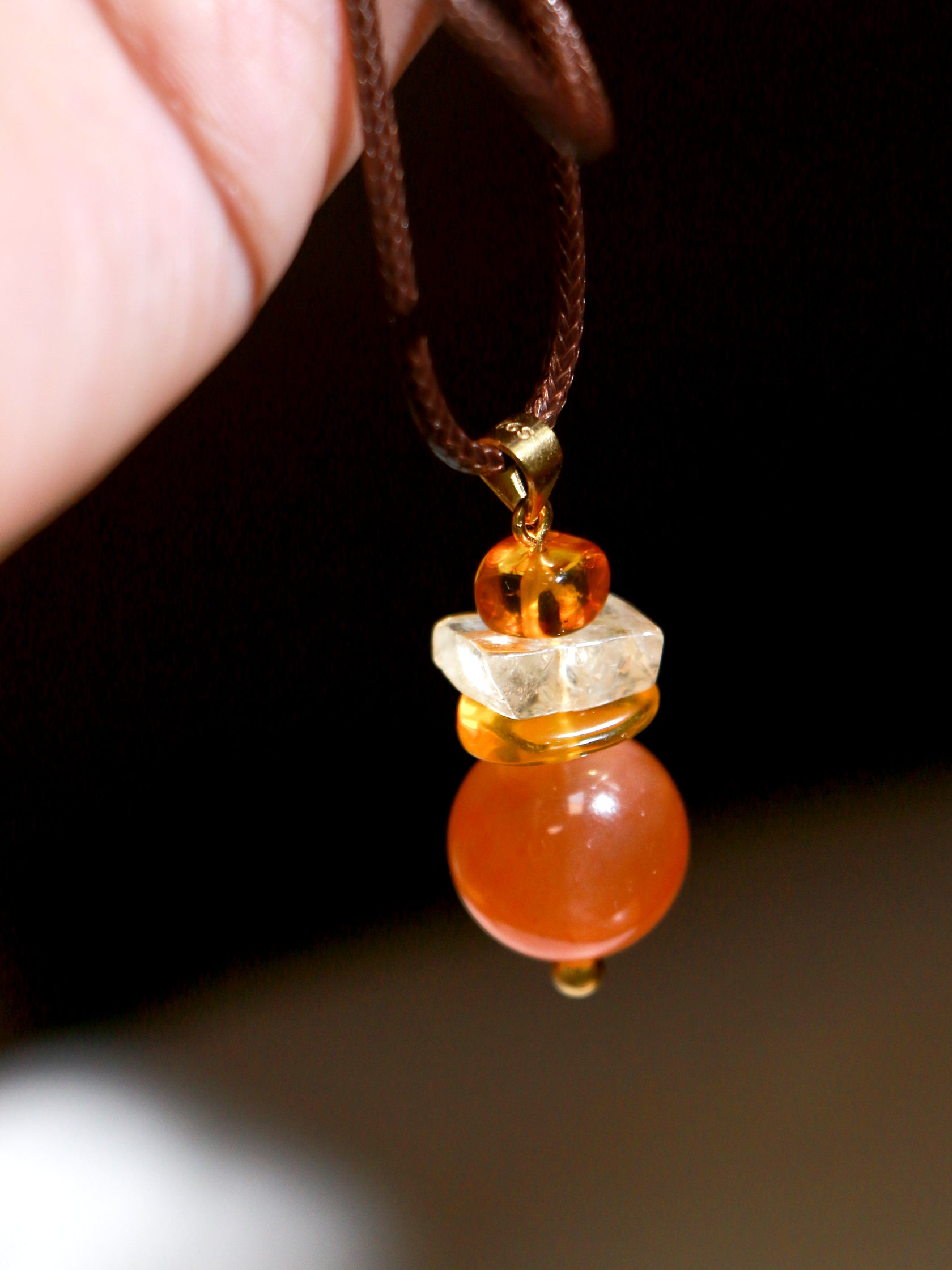 Amber Sun Wish Tower Necklace – Manifestation & Abundance Crystal Amulet - Healing Crystwinity