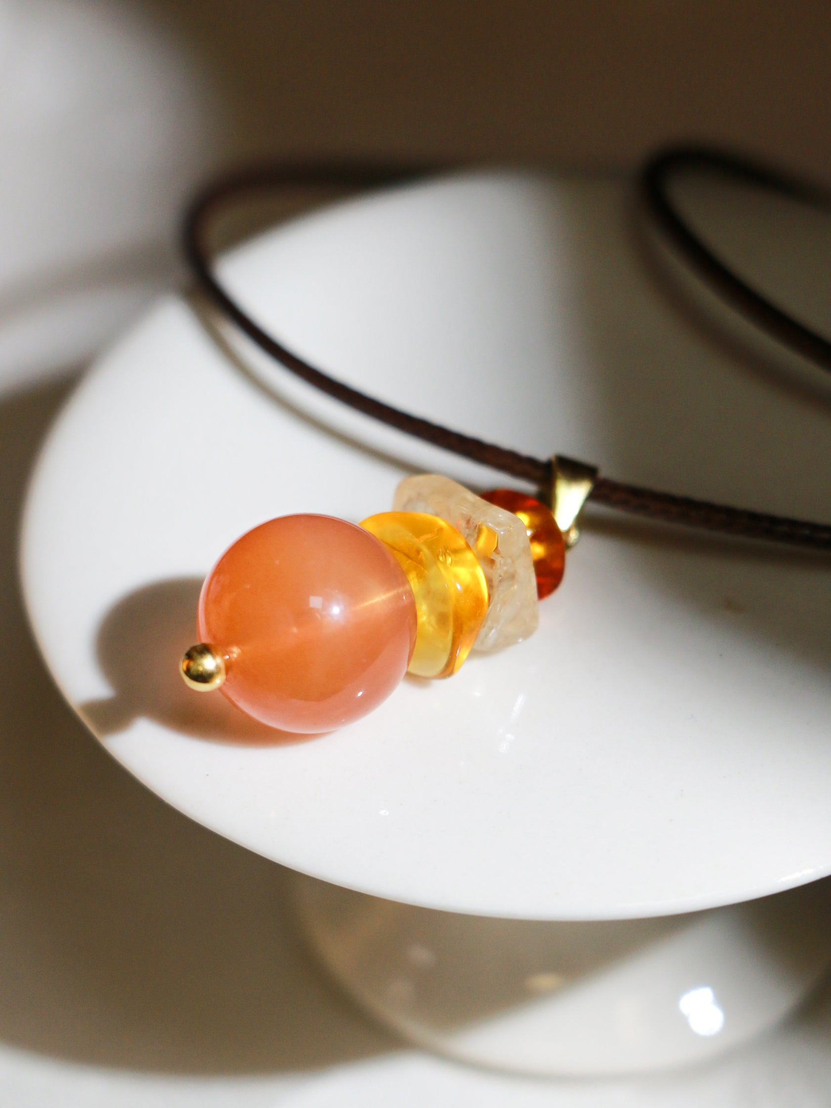 Amber Sun Wish Tower Necklace – Manifestation & Abundance Crystal Amulet - Healing Crystwinity