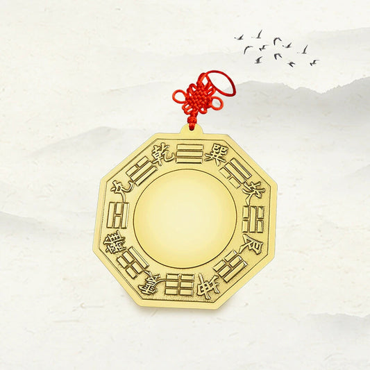 Bagua mirror brass pendant front view