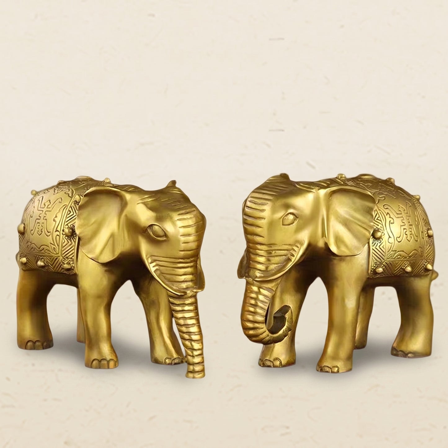 Brass Elephant Pair (吸水象) – view 1