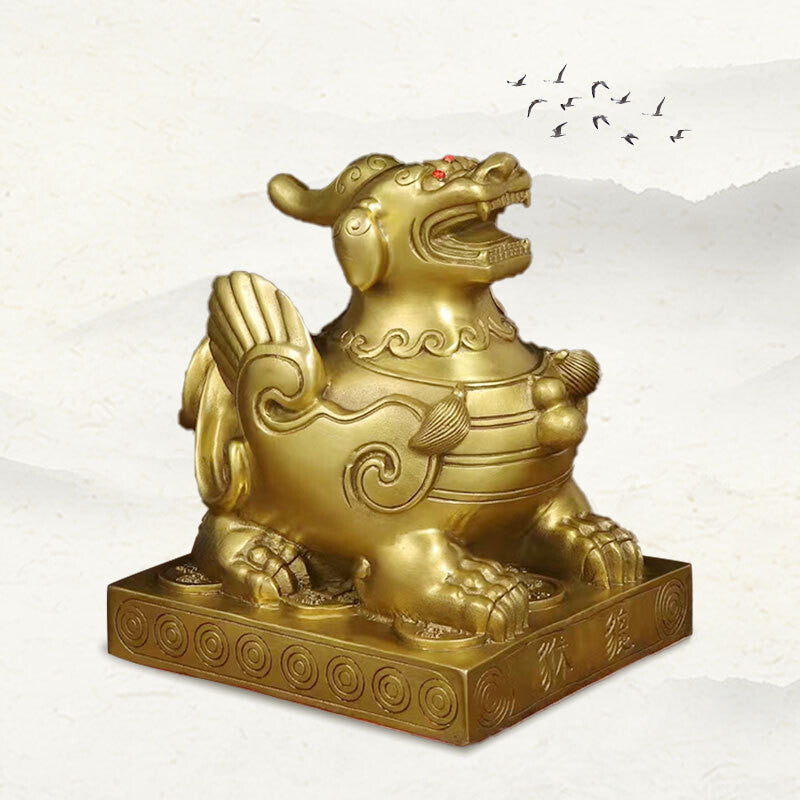 Pixiu brass statue front view