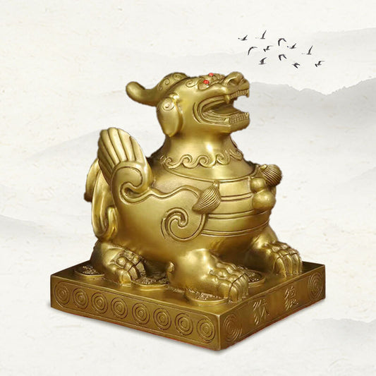 Pixiu brass statue front view